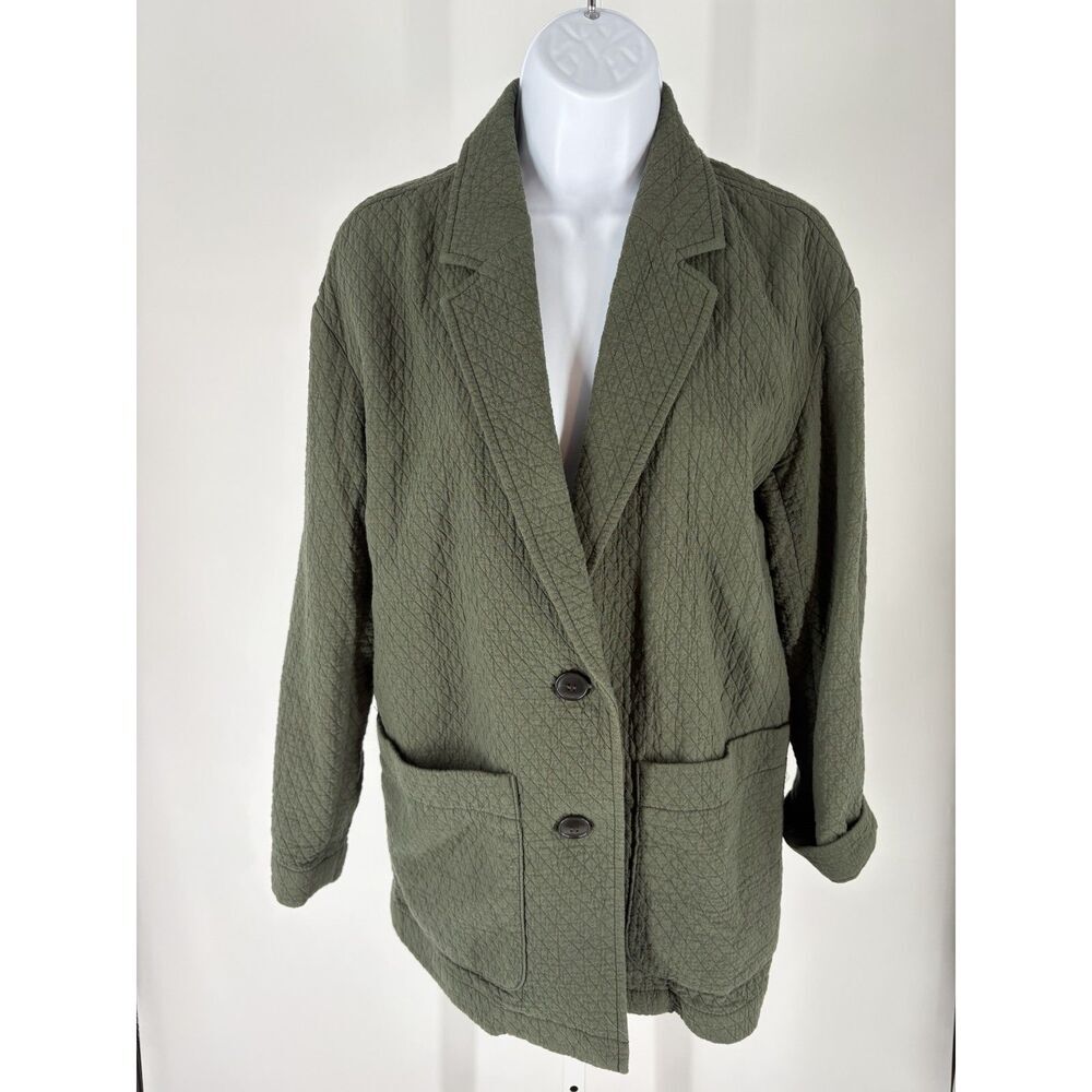 Madewell Diamond Jacquard Shaw Blazer Quilted Olive Green Jacket